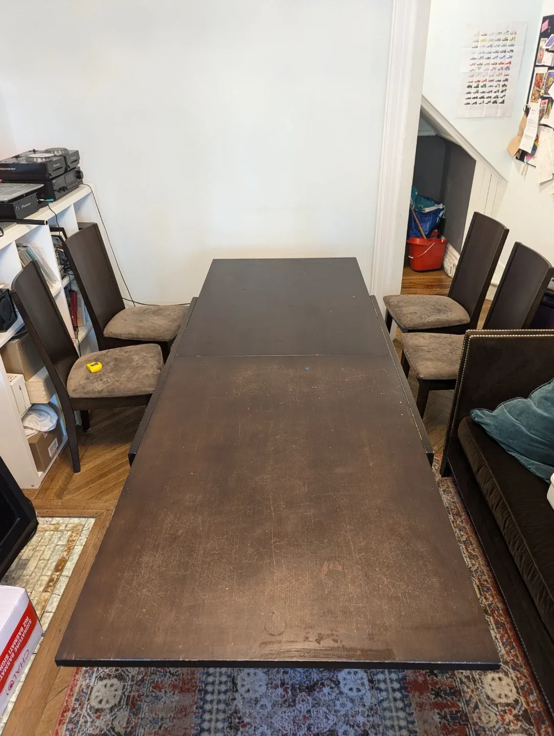 Dark Brown Extendable Dining Table with 4 Chairs image indicator(4)