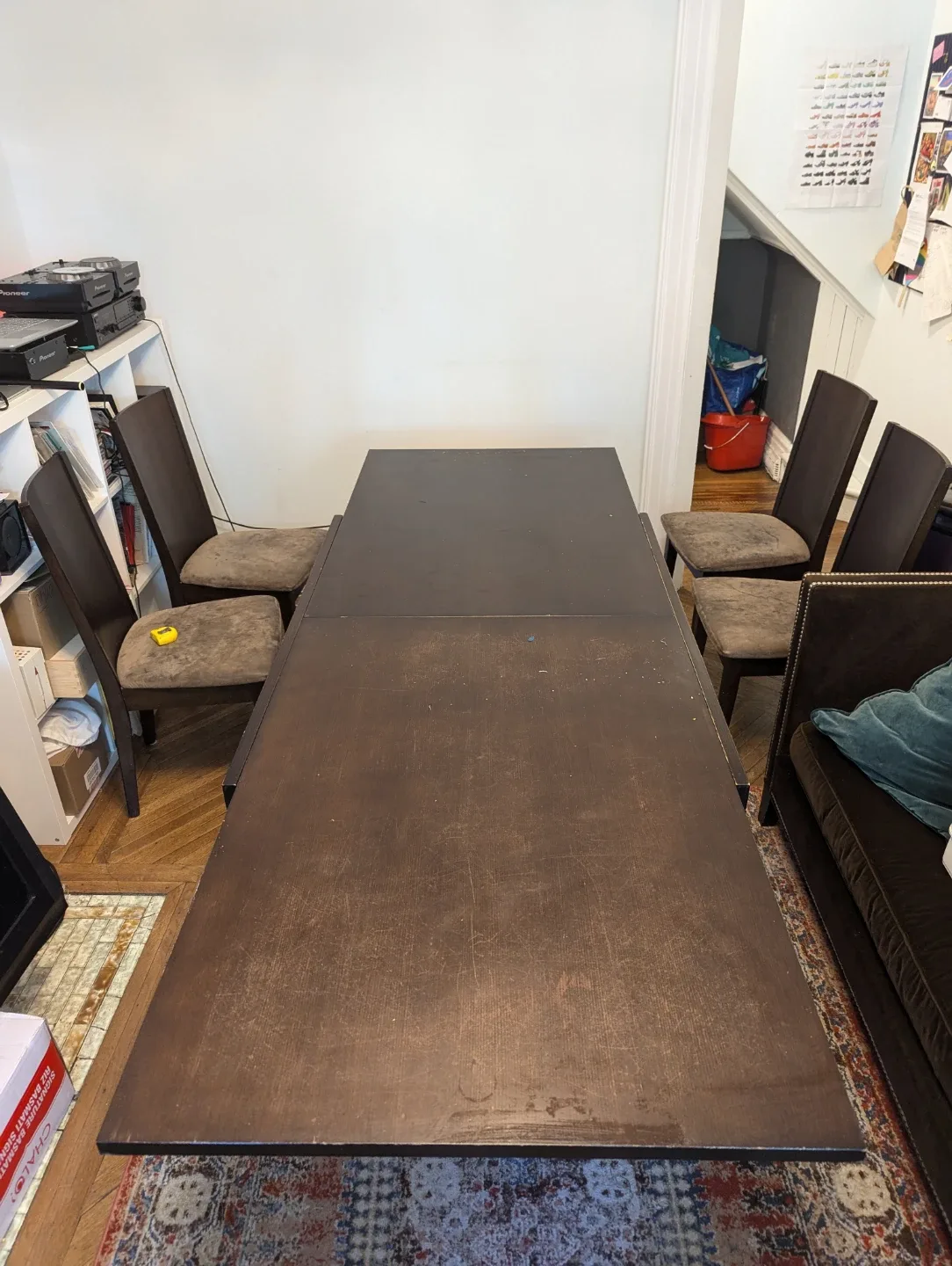 Dark Brown Extendable Dining Table with 4 Chairs image indicator(5)