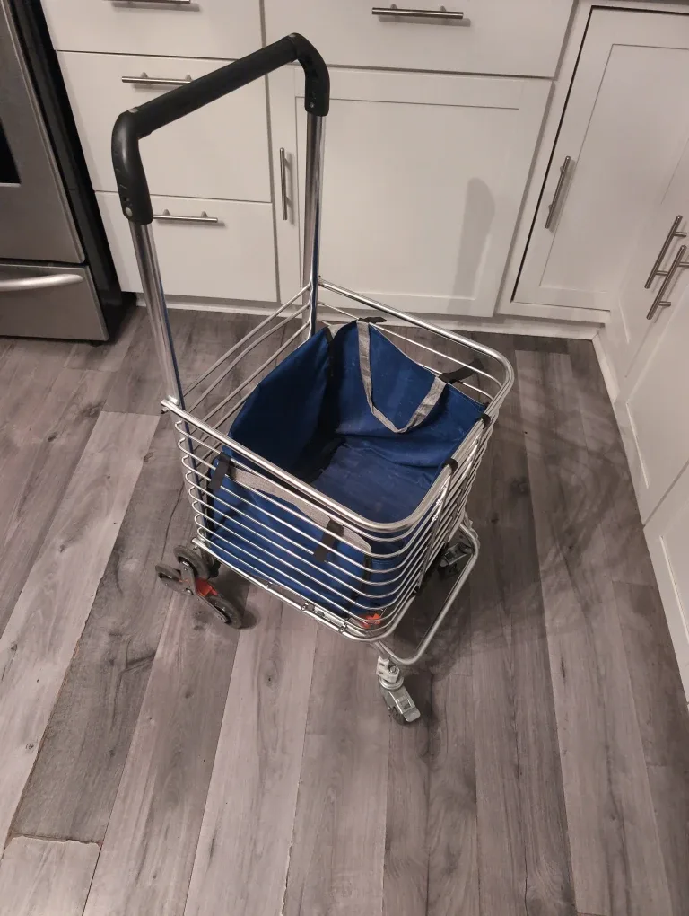 Rolling Shopping Cart with Blue Bag image indicator(2)