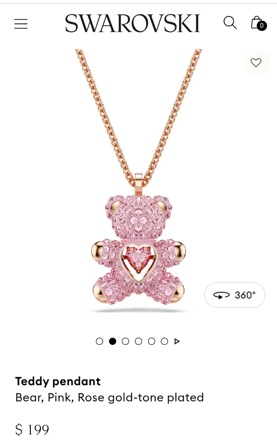 Swarovski Teddy Bear Pendant - Rose Gold image indicator(2)