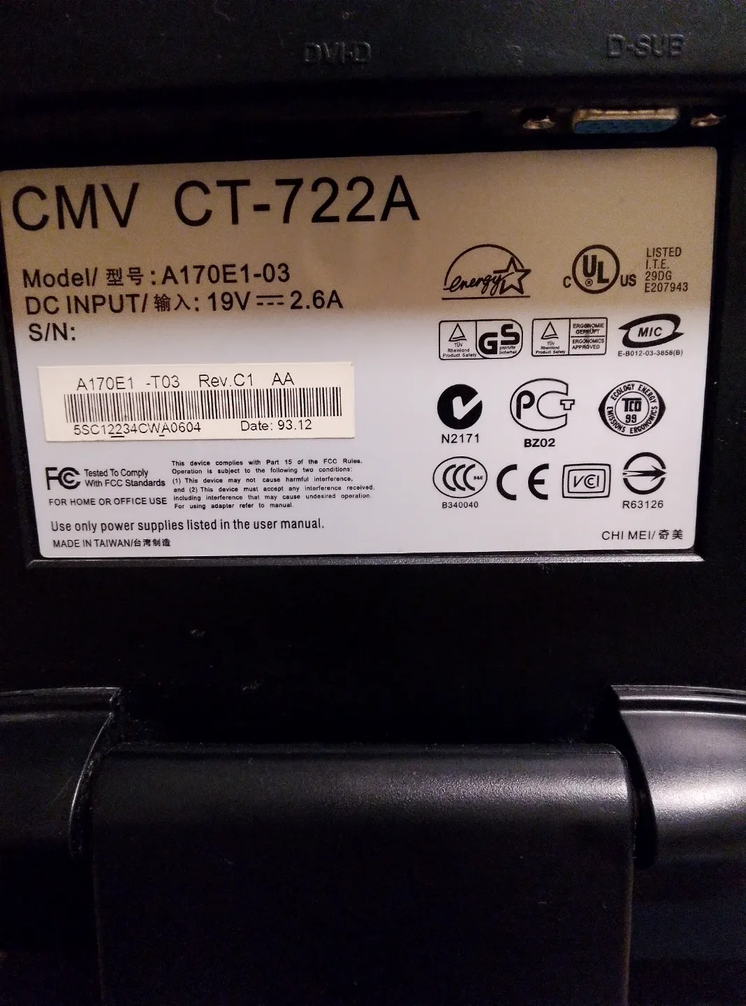 CMV CT-722A LCD Monitor image indicator(5)