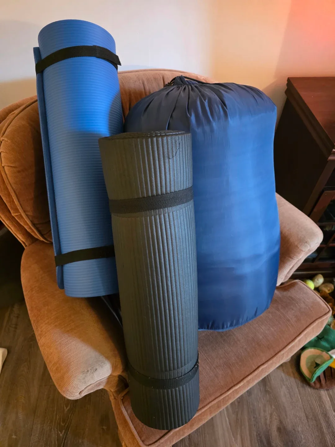 Queen sized sleeping bag and 2 pads