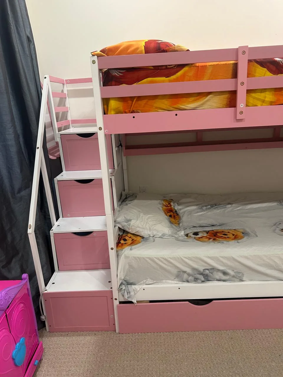 Kids Pink & White Bunk Bed with Slide image indicator(2)