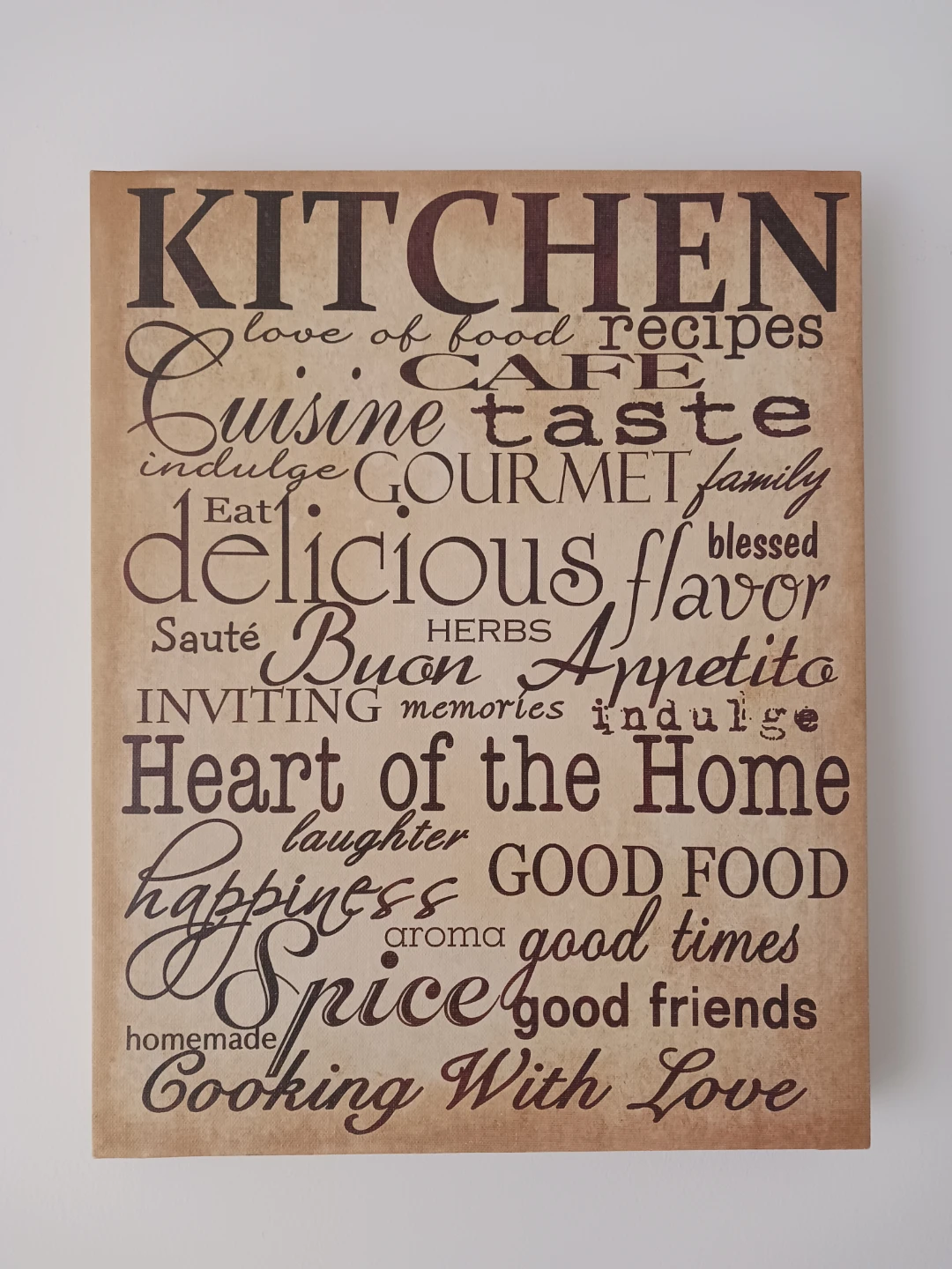 Kitchen Themed Wall Art – Rustic Word Art Canvas