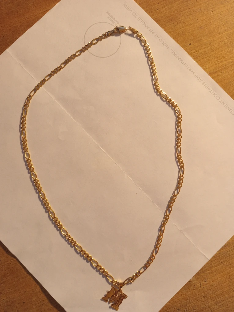 Gold Figaro Chain Necklace with Initial Pendant