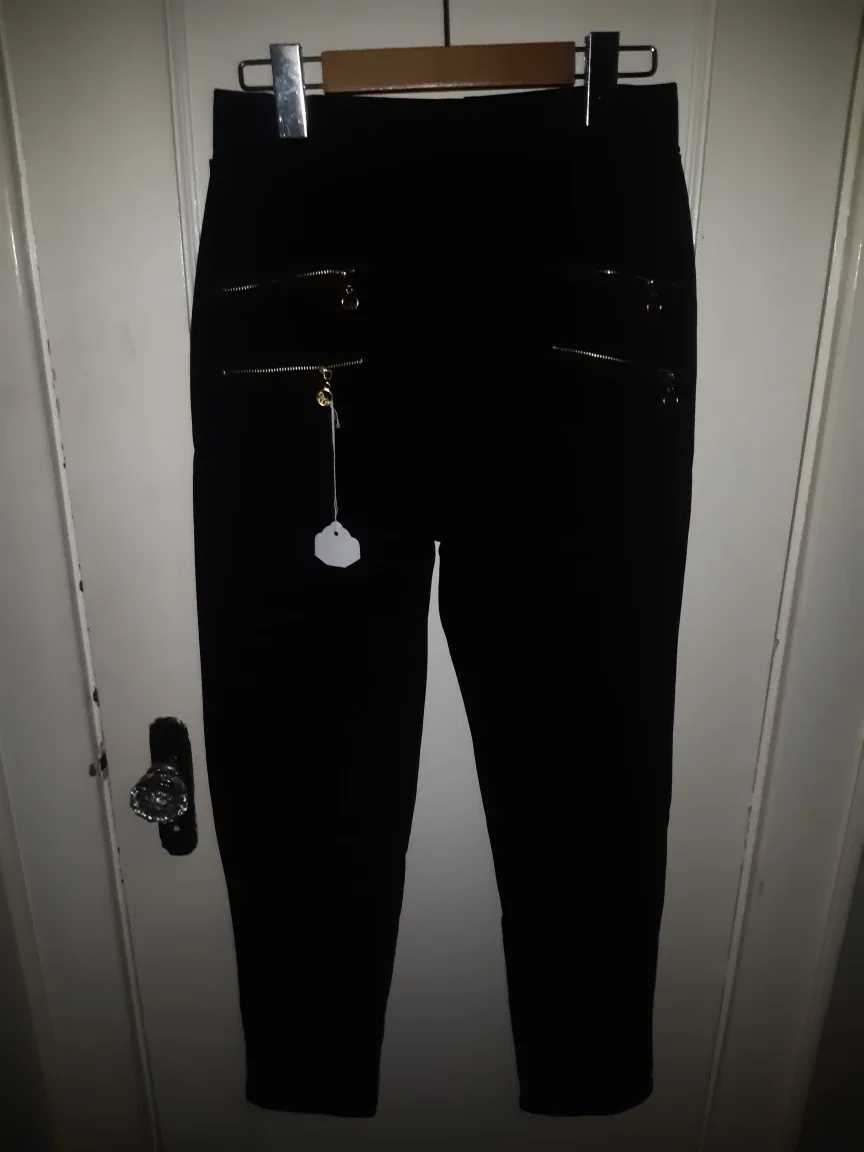 Black Pants with Gold Zippers