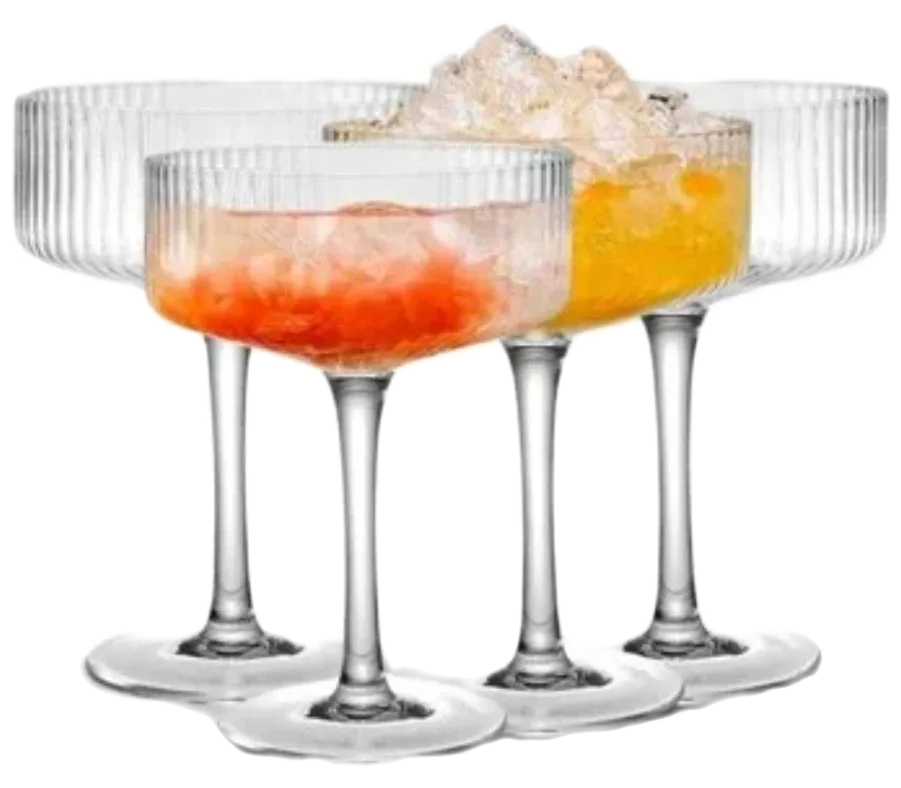 Set of Ribbed Coupe Glasses