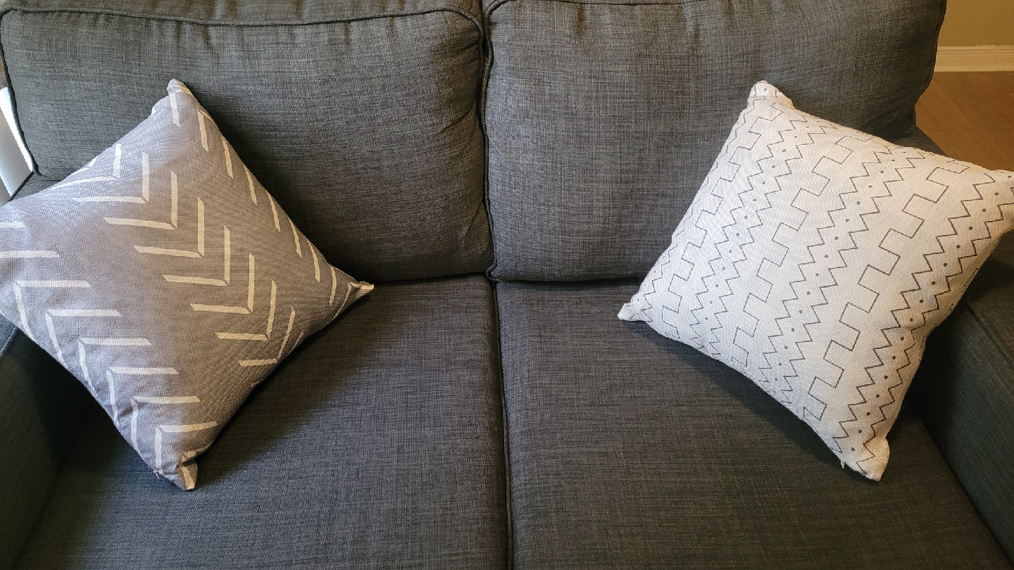 Grey Loveseat Sofa with Throw Pillows- from The Brick - photo 3