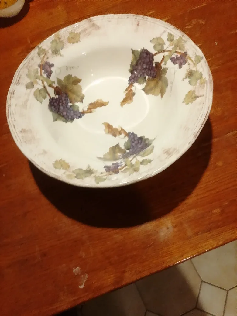 Vintage Serving Bowl with Grape Design