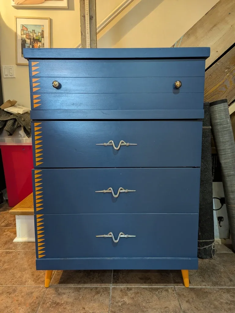 Blue Painted 4-Drawer Dresser - upcycled.