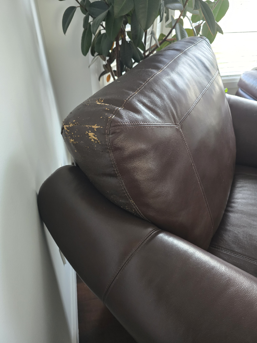 Brown Leather Sofa - Some Wear - photo 3