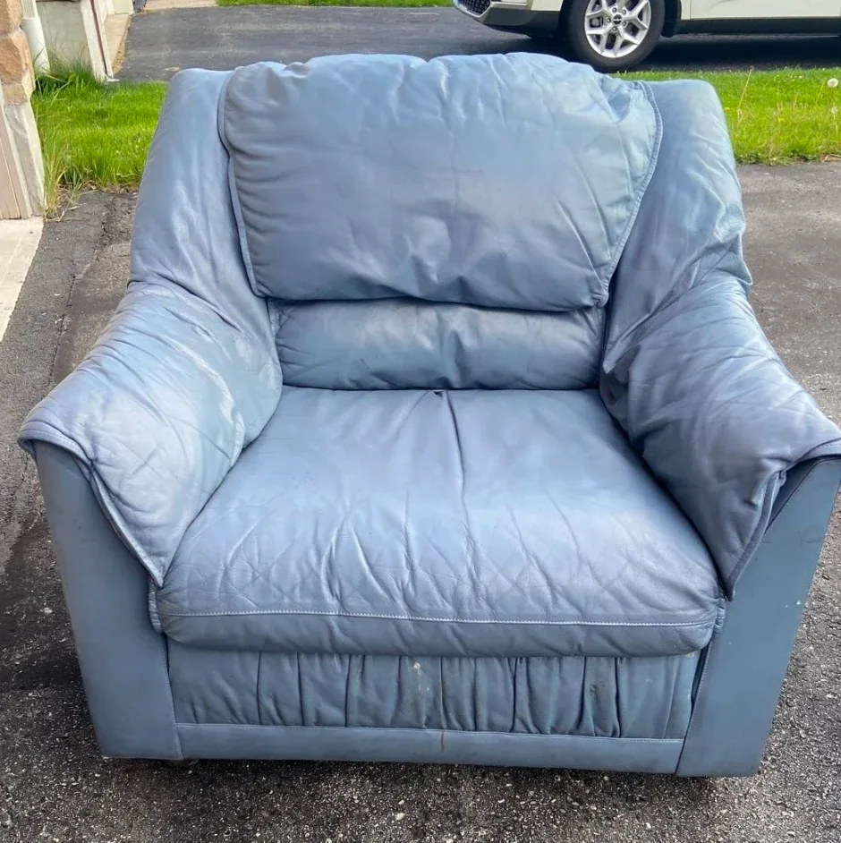 Blue Leather Sofa Set