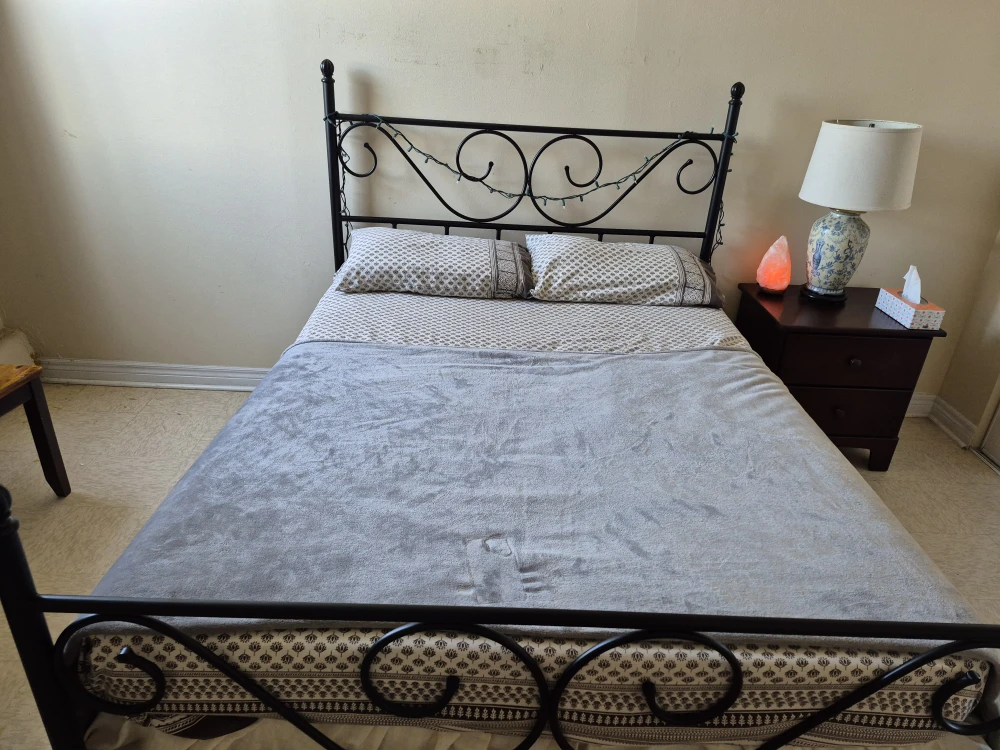 Iron Bed Frame with Headboard Boxspring and Mattress Included