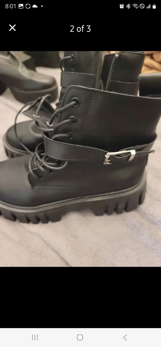 Black Lace-Up Platform Boots - Size 9 image indicator(2)