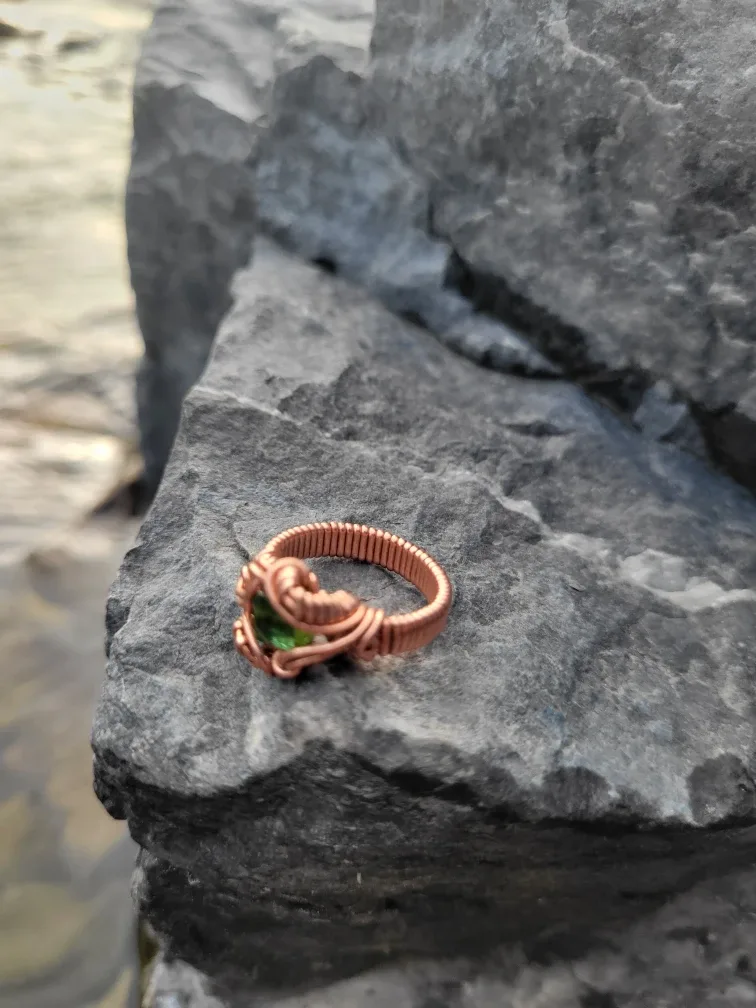 High end Tourmaline, wire wrapped into a copper ring image indicator(3)