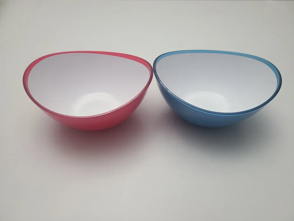 Two Plastic Bowls - Red and Blue