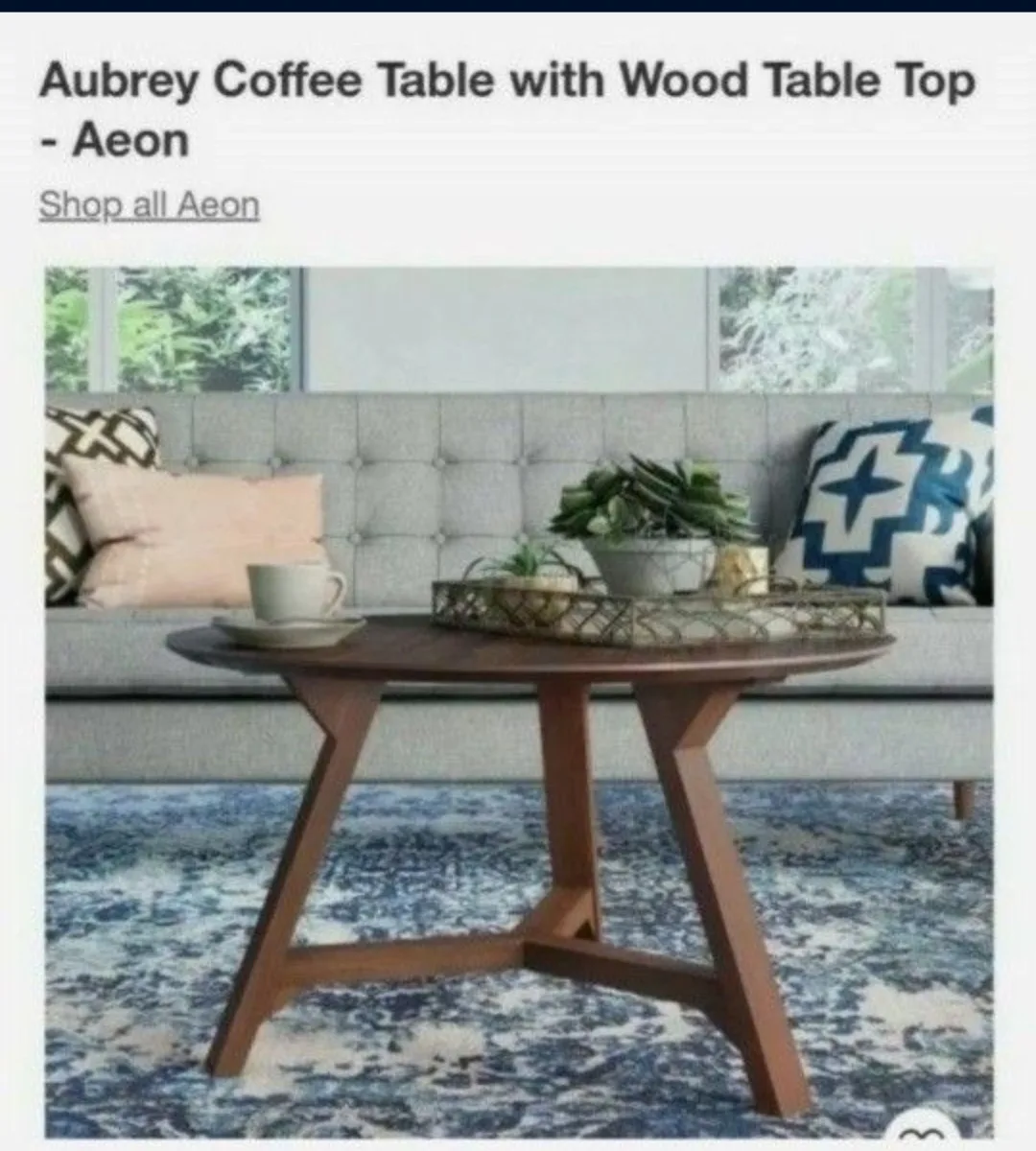 Aeon Aubrey Coffee Table with Wood Top