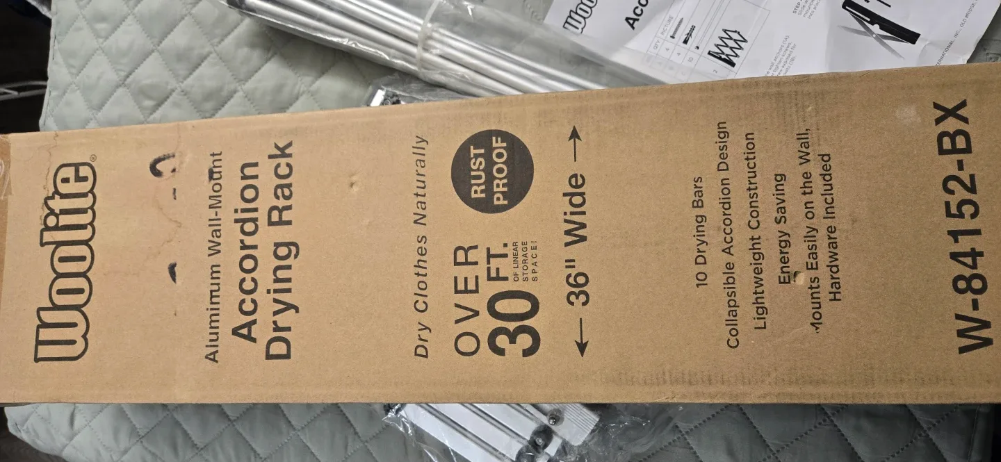 Woolite Aluminum Wall-Mount Accordion Drying Rack - New