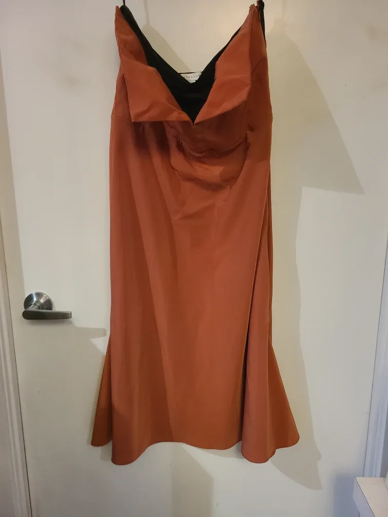 Strapless Topshop Rust Dress w/slide slits