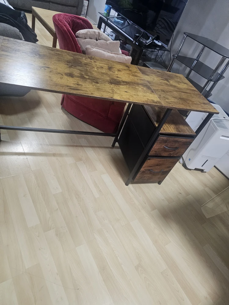 Rustic Brown Computer Desk with Drawers - photo 2