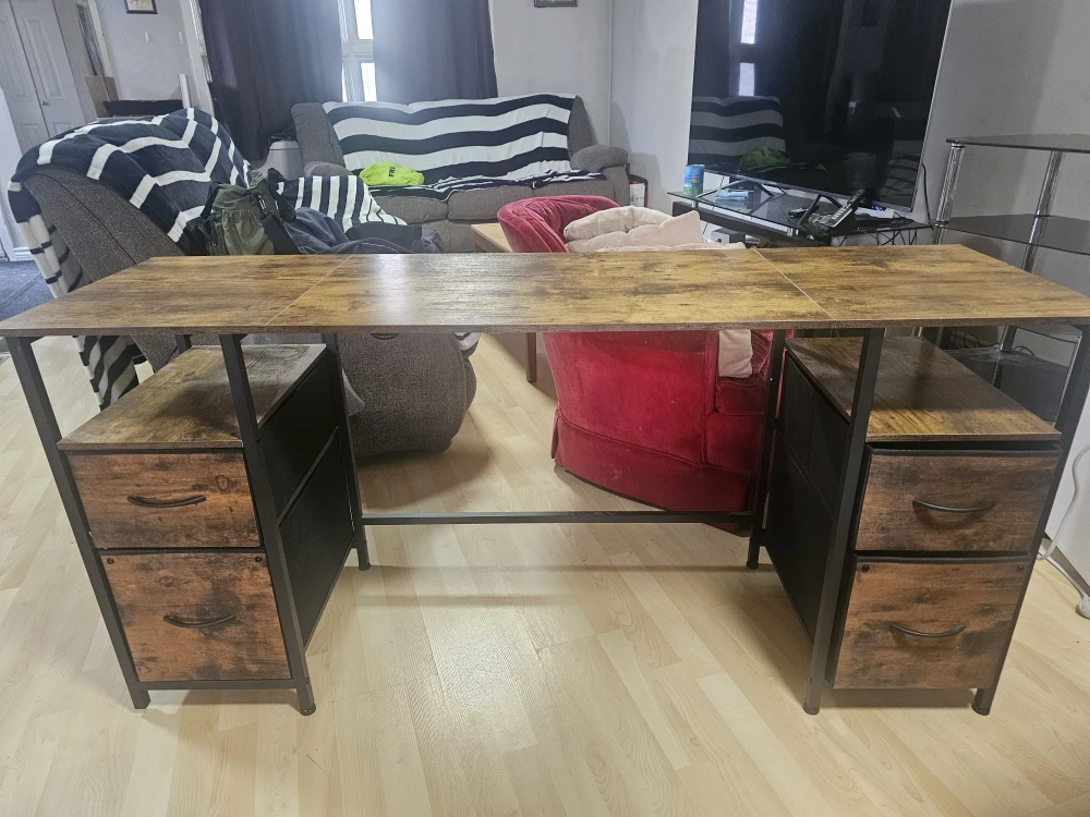 Rustic Brown Computer Desk with Drawers - photo 5