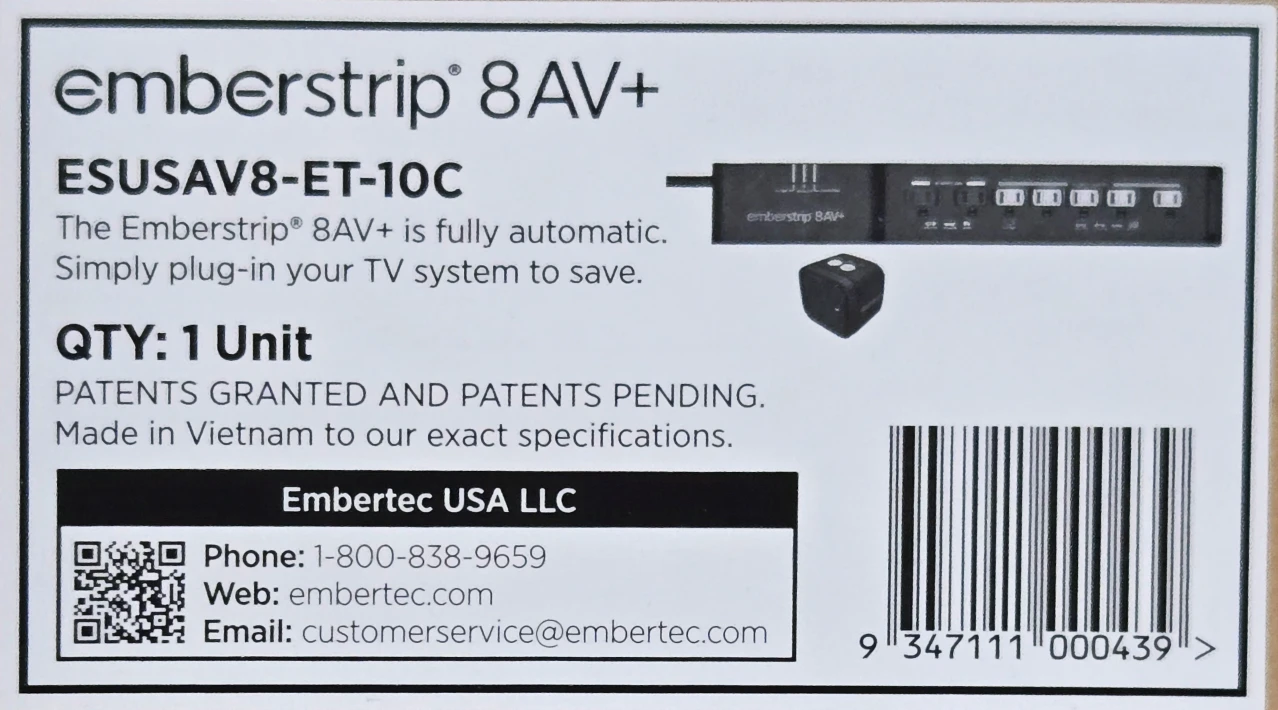 Embertec Emberstrip 8 AV+ Power Strip - photo 3
