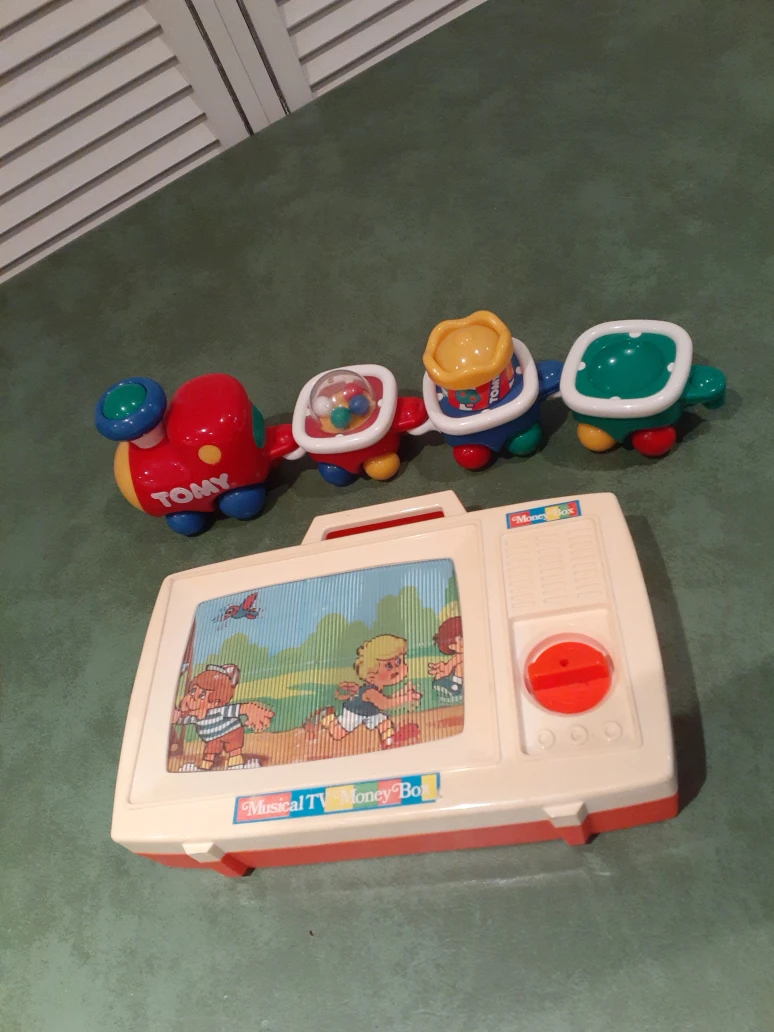 Vintage Tomy Musical TV Money Box & Train
