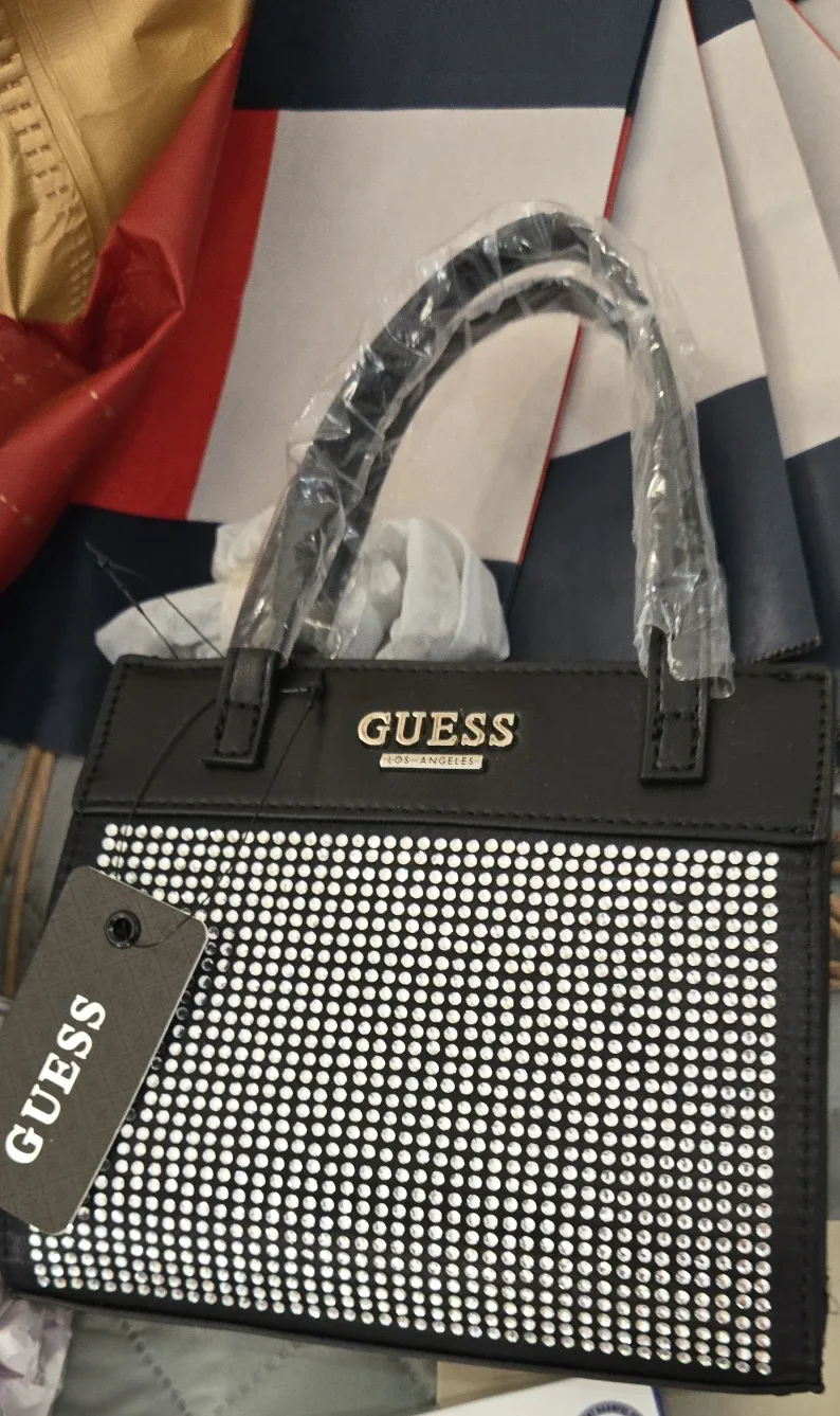 New Guess Los Angeles Black Rhinestone Handbag