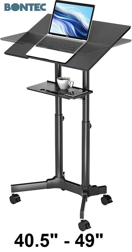 Mobile Standing Laptop Desk with Storage Tray, Height Adjustable thumbnail