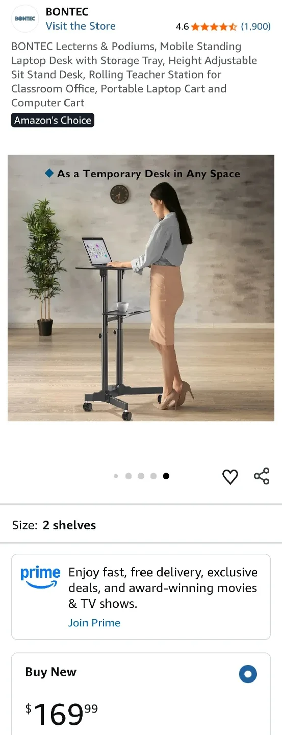 Mobile Standing Laptop Desk with Storage Tray, Height Adjustable image indicator(6)