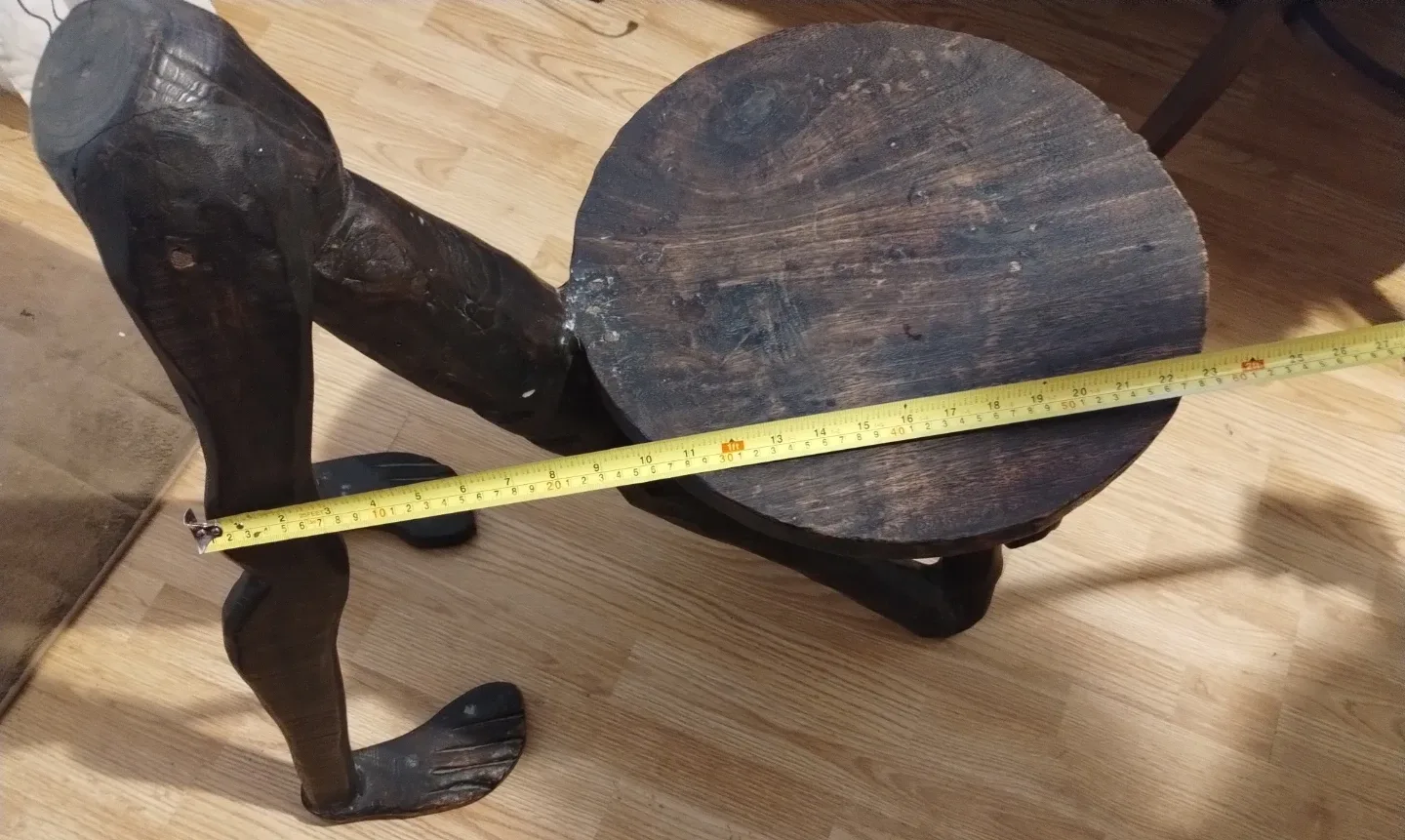 Unique Hand Carved Wooden Stool - 31" Tall image indicator(6)