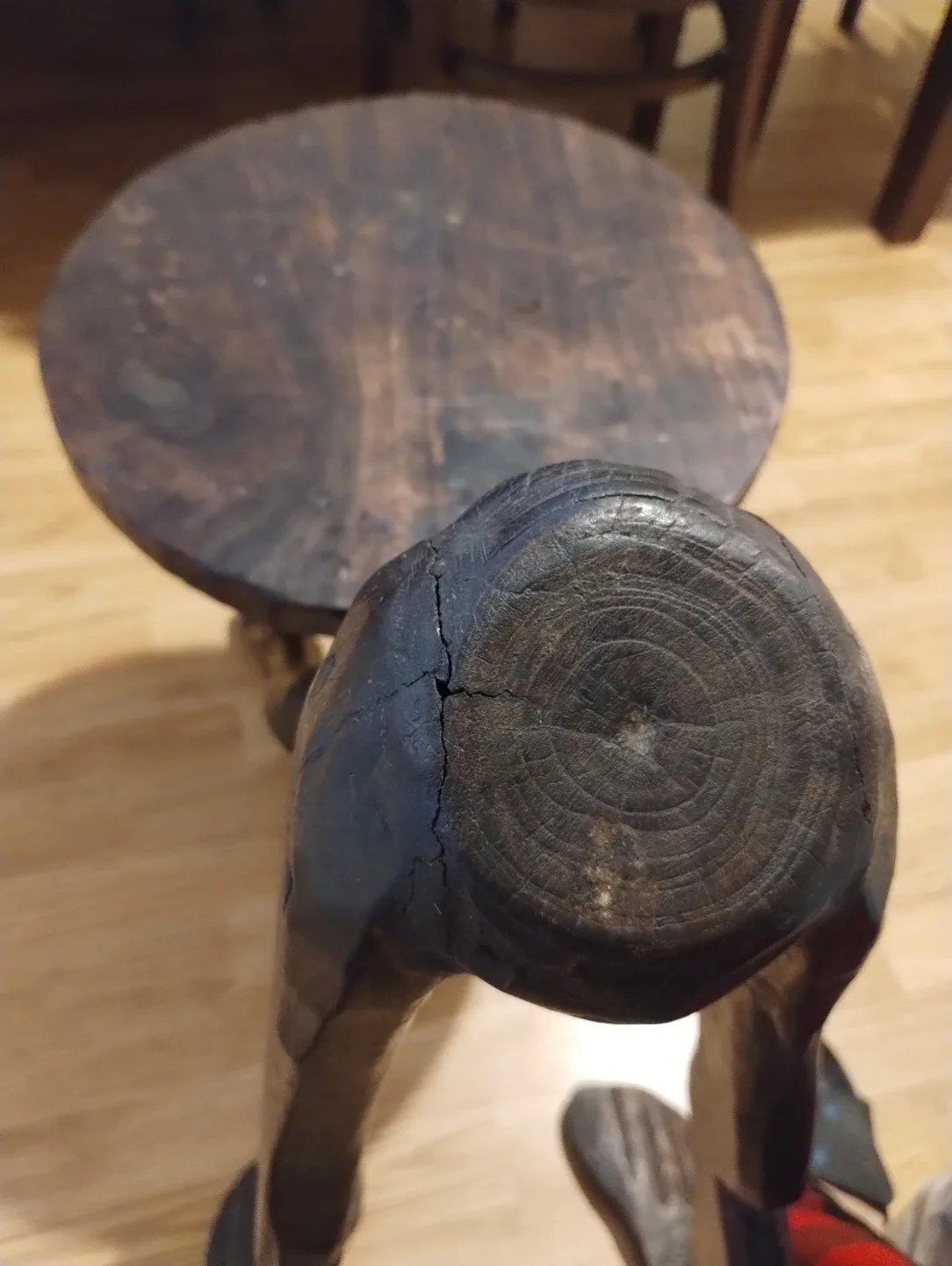 Unique Hand Carved Wooden Stool - 31" Tall image indicator(7)