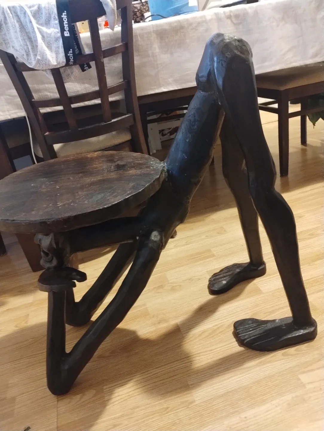 Unique Hand Carved Wooden Stool - 31" Tall image indicator(8)