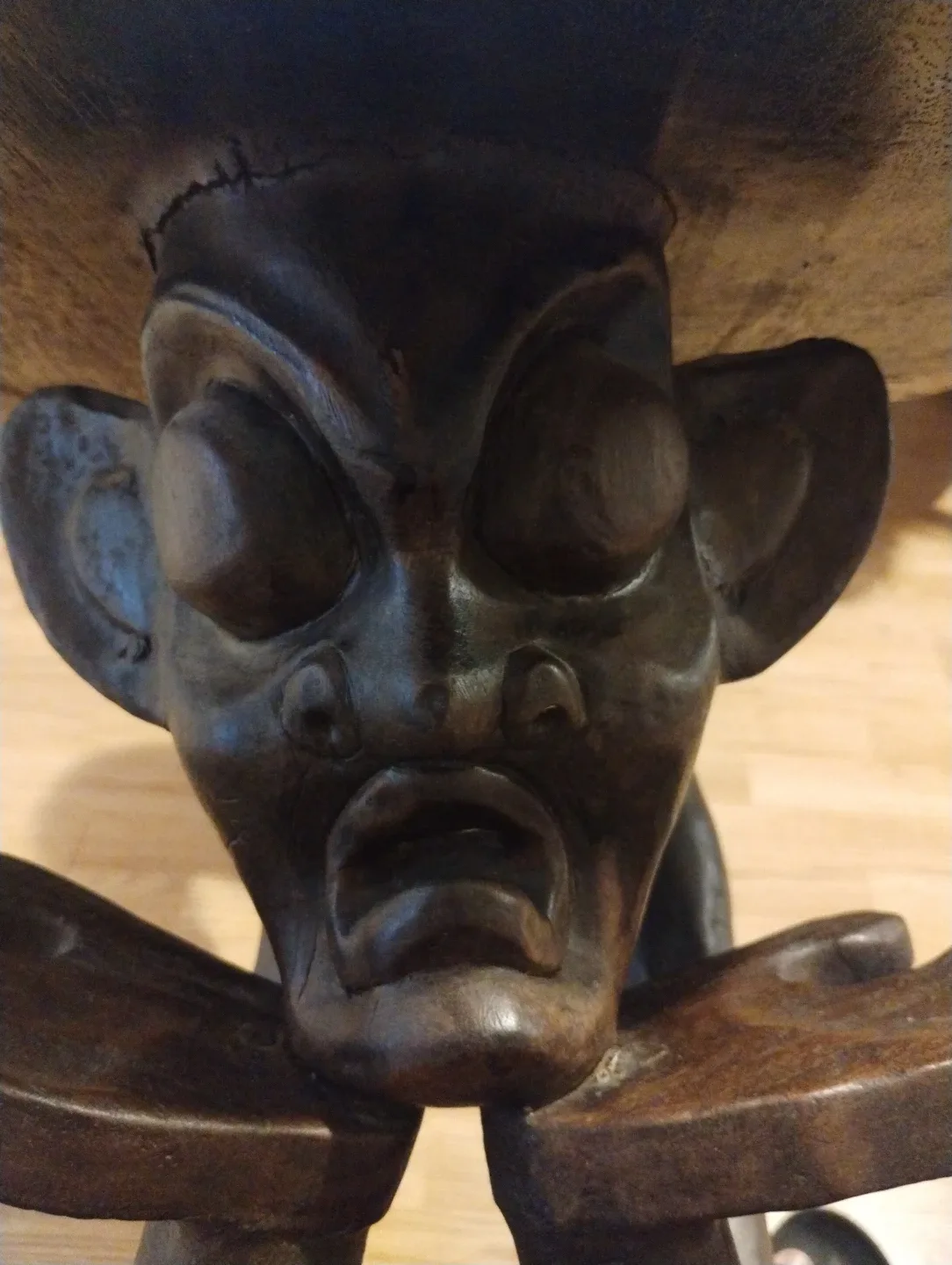 Unique Hand Carved Wooden Stool - 31" Tall image indicator(10)