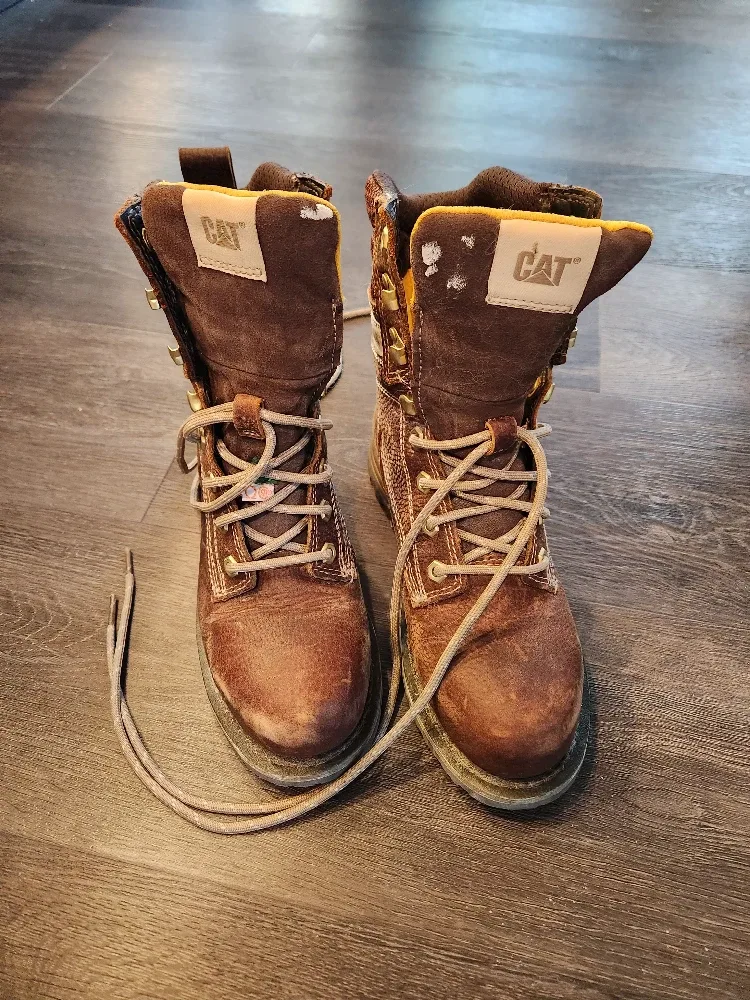 CAT Brown Leather Work Boots Women Size 6