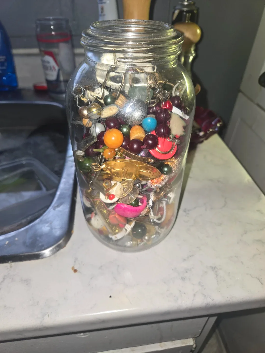 2 Jars of Costume Jewelry, beads n findings image indicator(3)