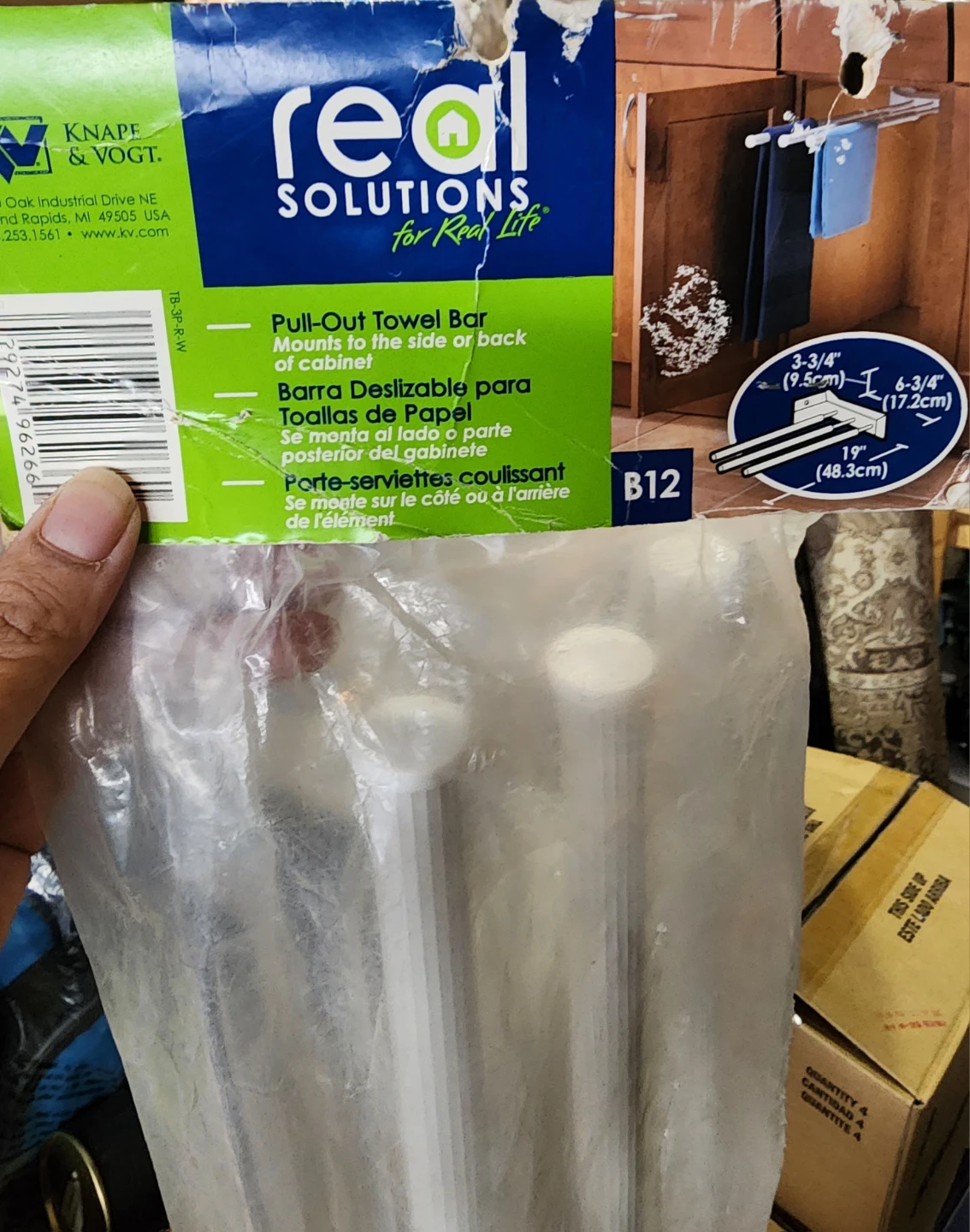 Real Solutions Pull-Out Towel Bar - New