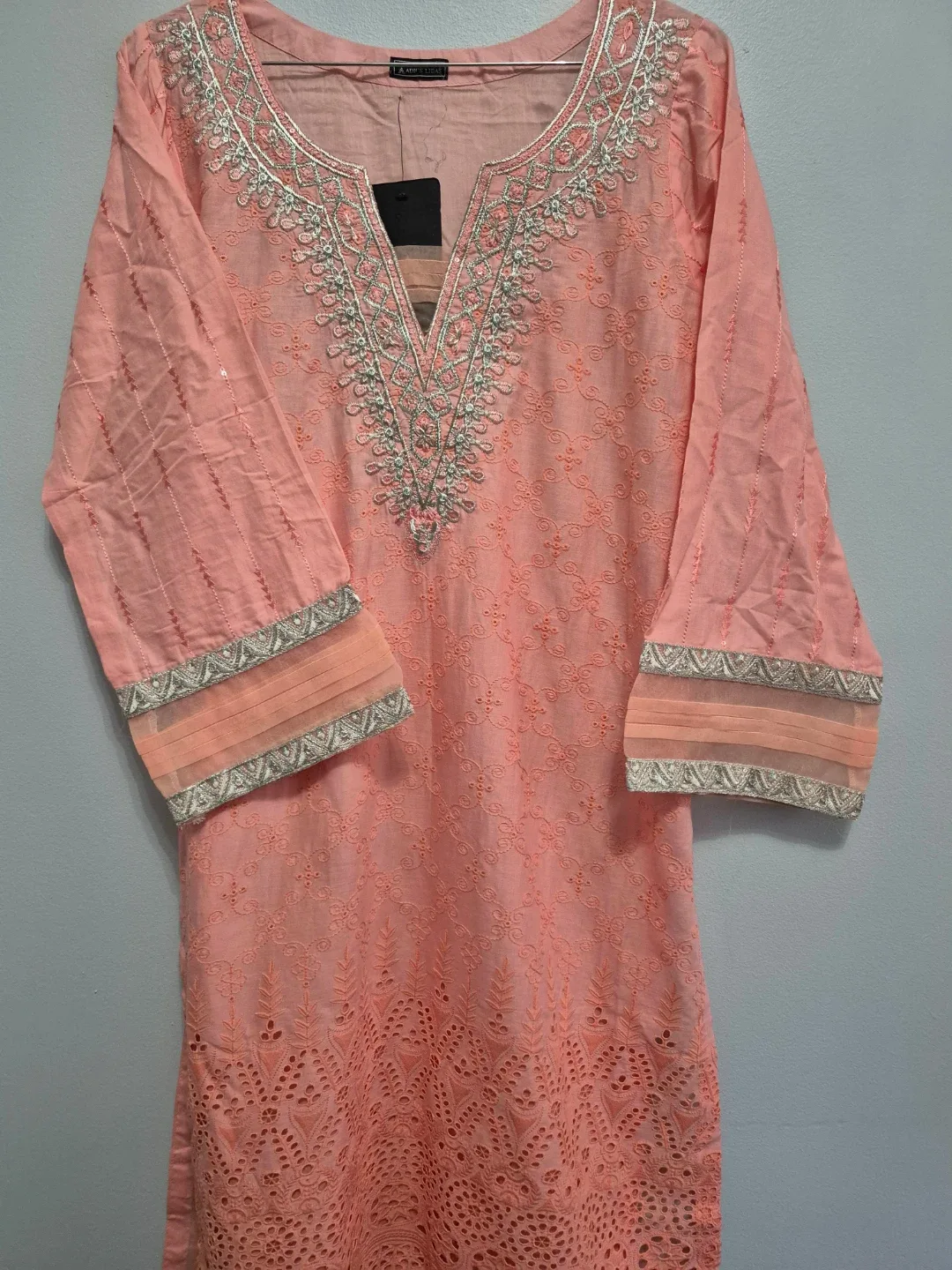 Peach Embroidered Kurti image indicator(2)