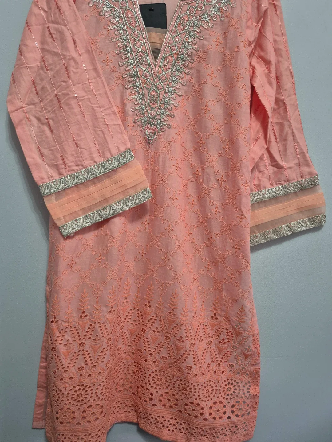 Peach Embroidered Kurti image indicator(3)