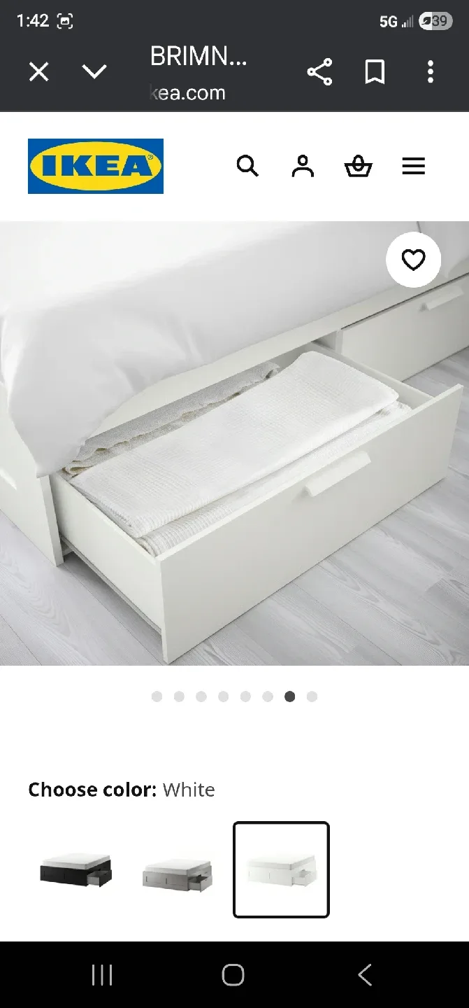 IKEA Brimnes White Full-size Bed Frame with Storage image indicator(2)