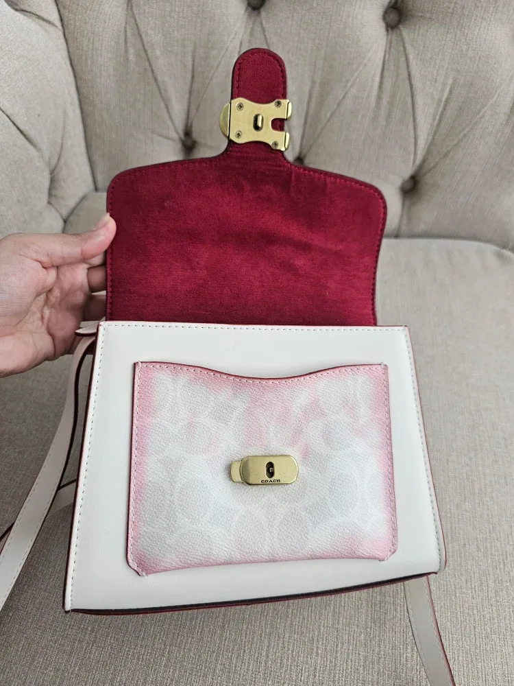 Coach Tabby Top Handle Floral Embroidery White image indicator(3)