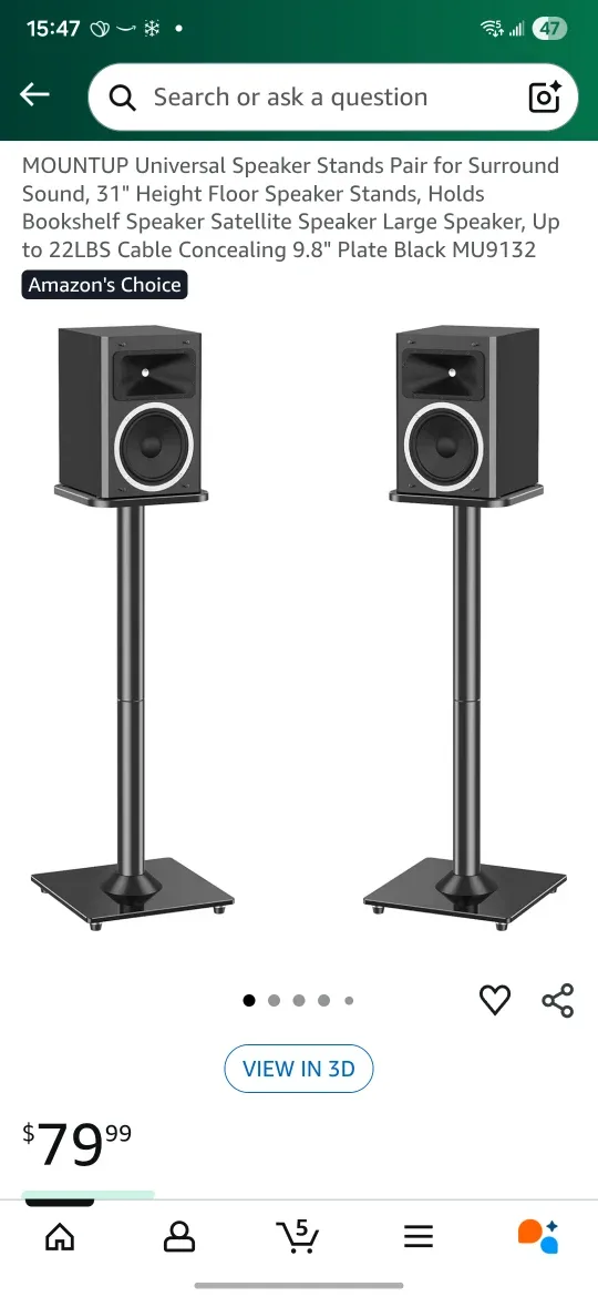 MOUNTUP Speaker Stands Pair, 31" Height, Black
