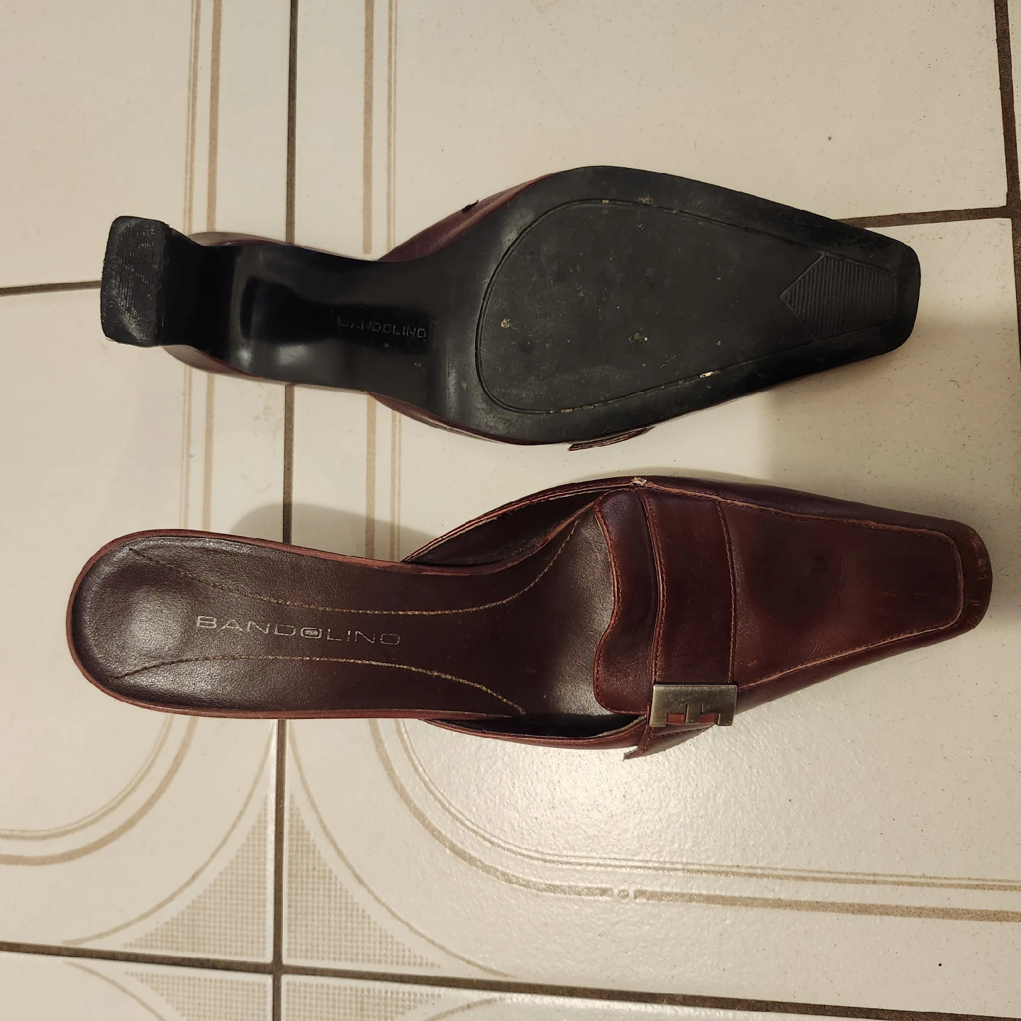 Bandolino Maroon Leather Mules- size 7 - photo 3