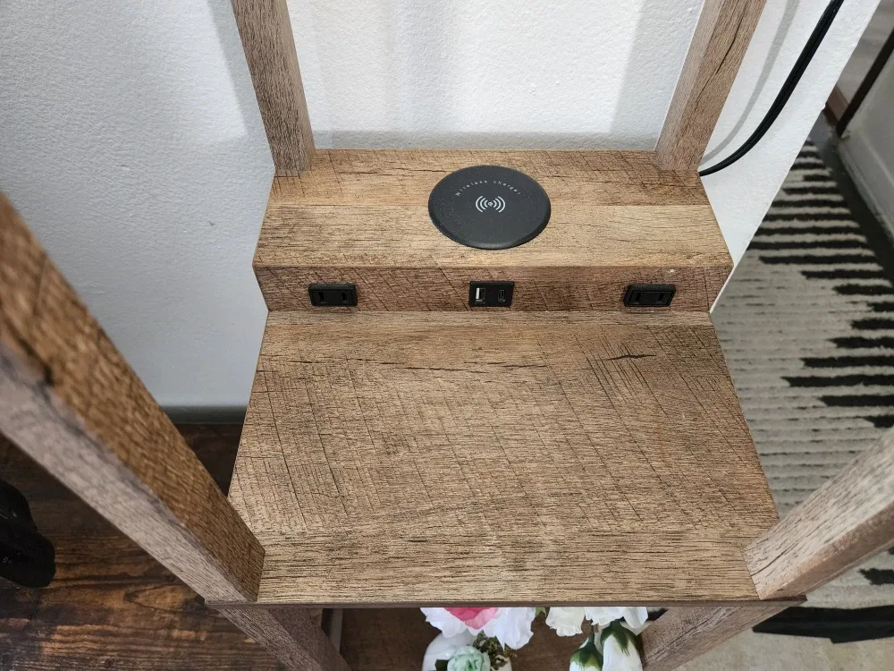 Floor Lamp with Shelves & Wireless Charger image indicator(2)