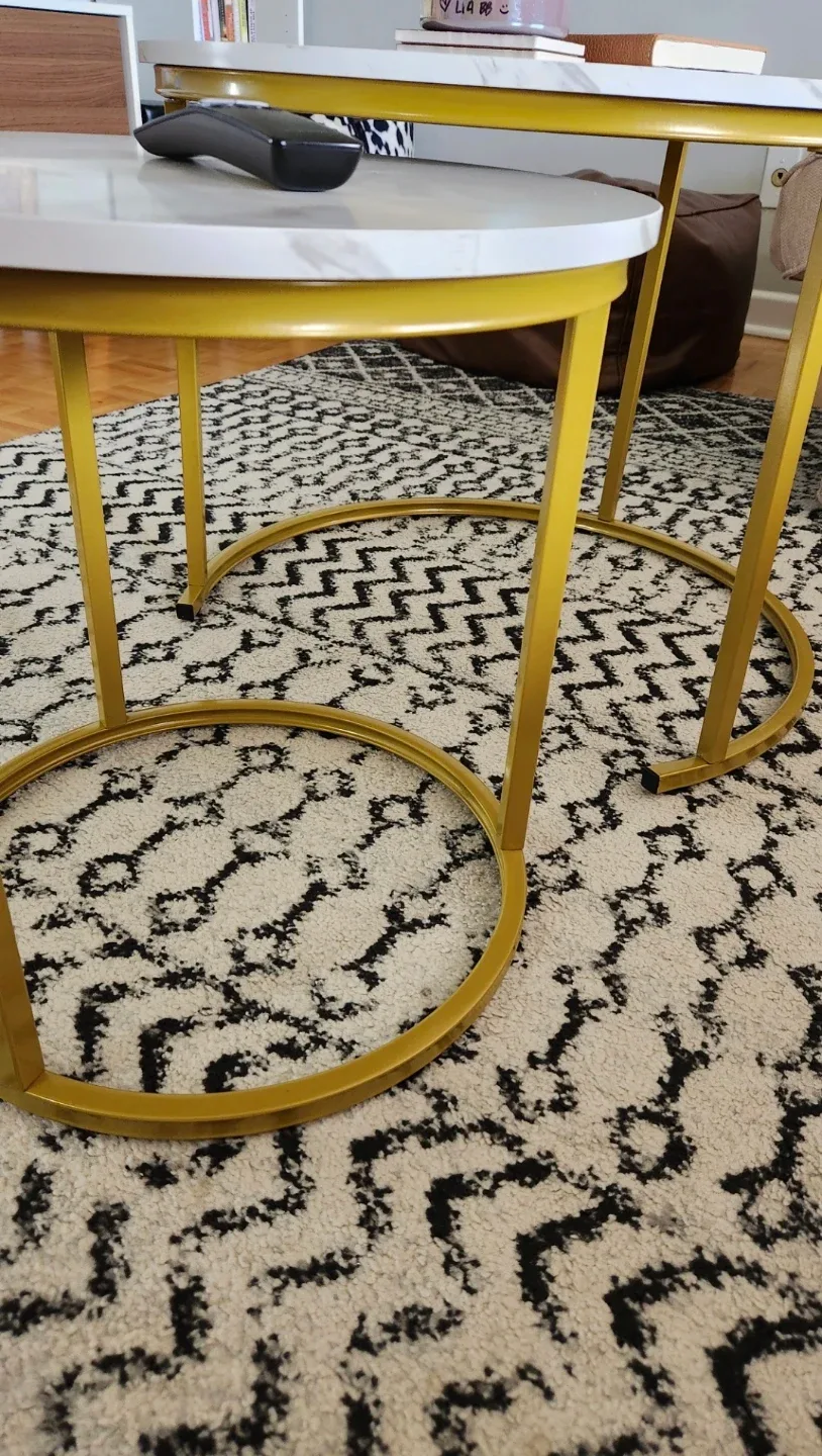 Faux Marble-Finish Coffee Tables set (2 new pcs) image indicator(4)