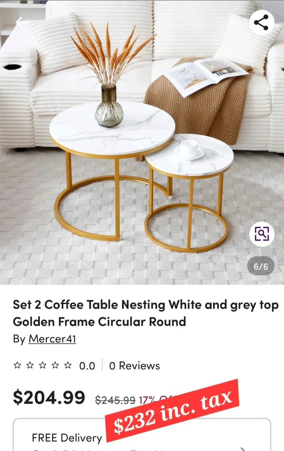 Faux Marble-Finish Coffee Tables set (2 new pcs) image indicator(6)