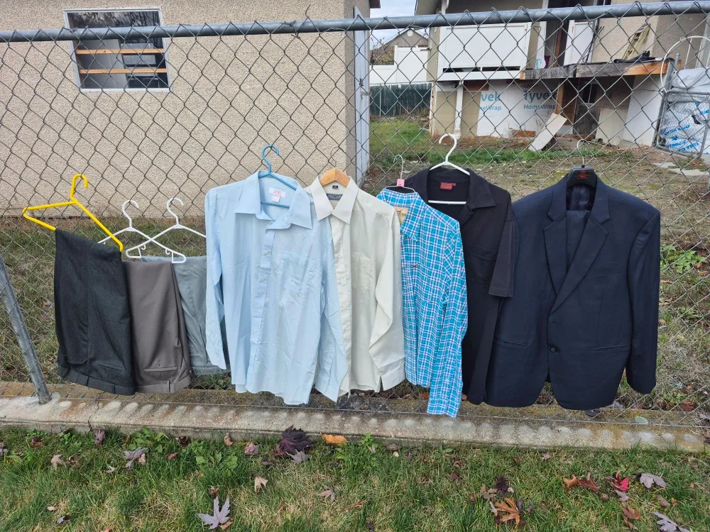 Men's XL Shirts, Pants (38-40), Suit + 5 Ties