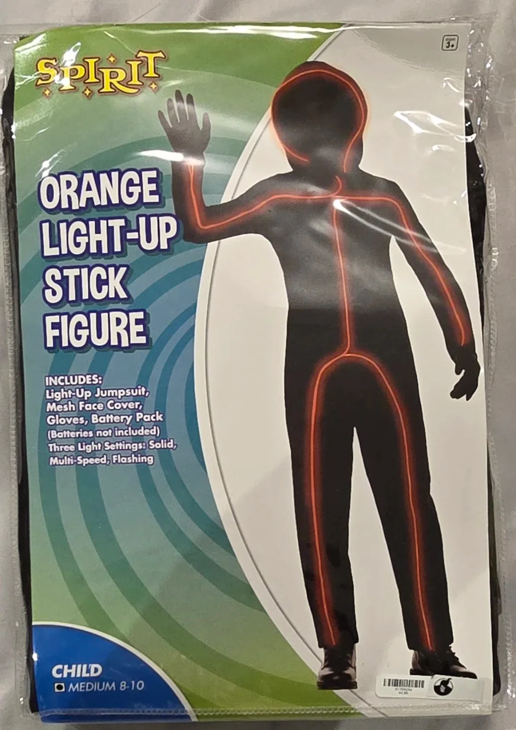 Orange Light-Up Stick Figure Costume - Size Child Medium 8 - 10 thumbnail