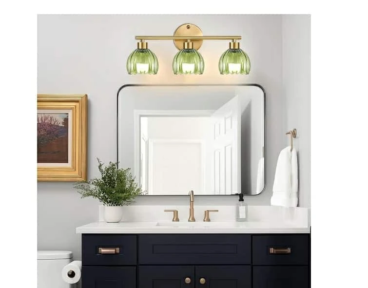 Green Glass 3-Light Bathroom Vanity Light Fixture - photo 2