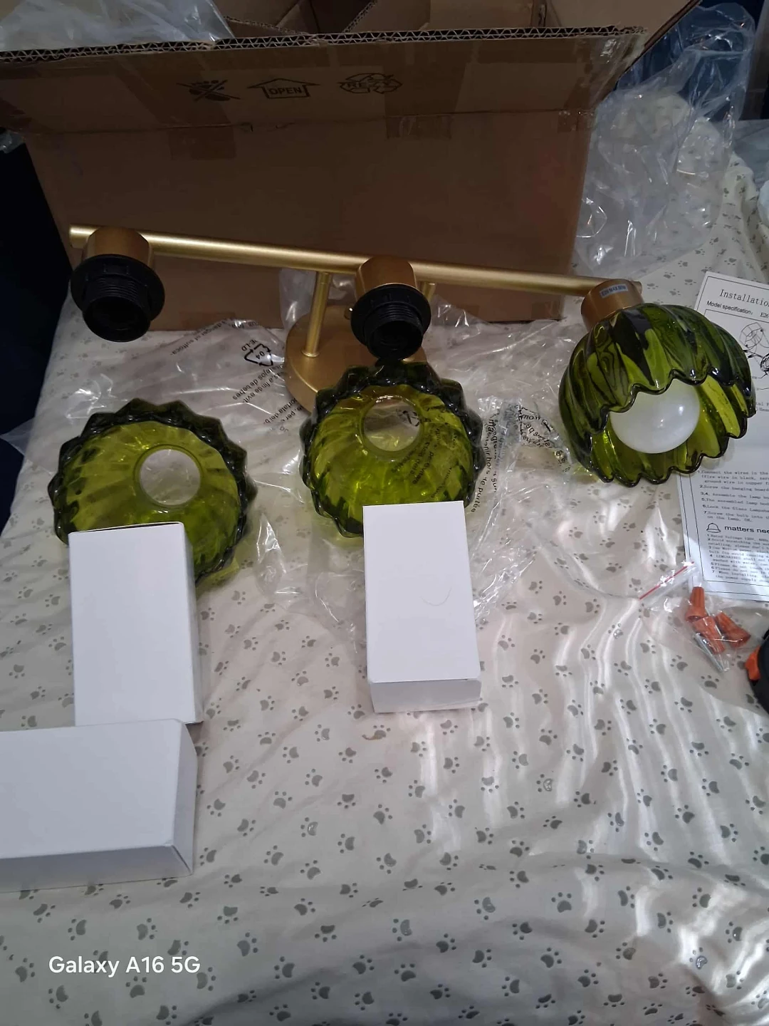 Green Glass 3-Light Bathroom Vanity Light Fixture - photo 4